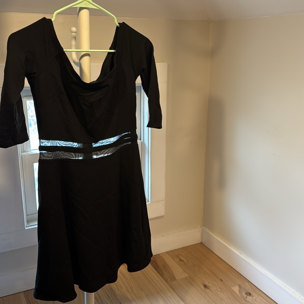 Lulus Women’s Black Yes To The Mesh Skater Dress Size M - Picture 3 of 5